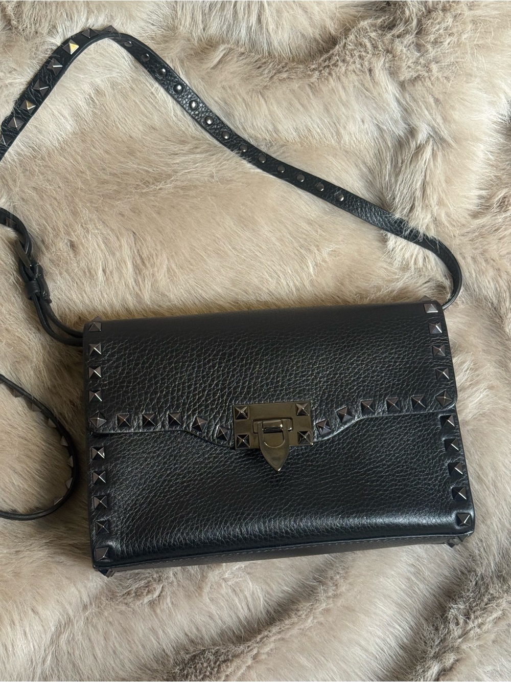 Valentino Small Rockstud Grainy Calfskin Crossbody Bag